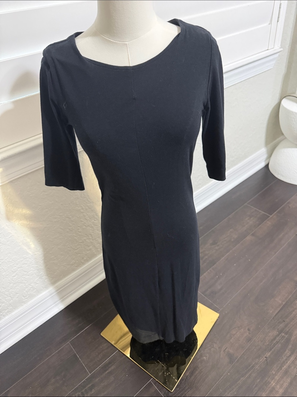 Diane Von Furstenberg Black Bodycon Midi Sheath Dress